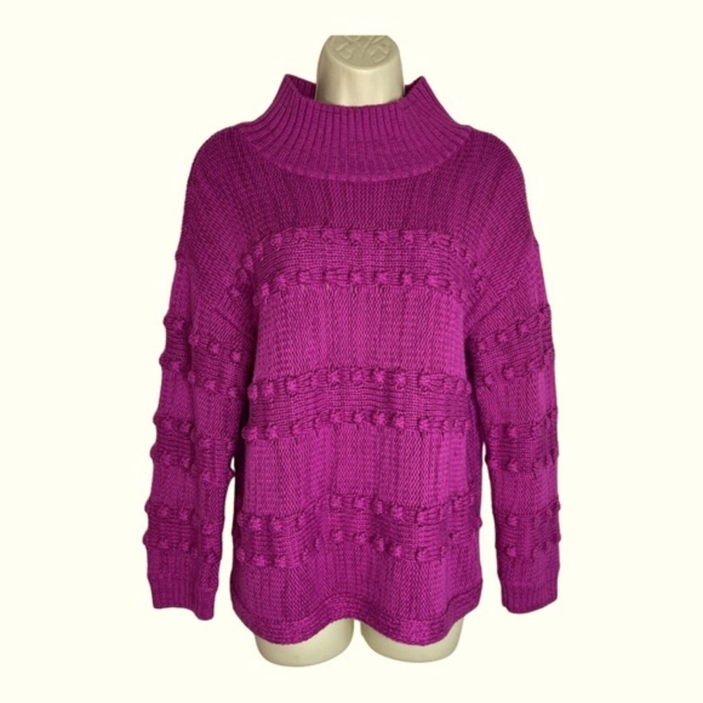 NIC + ZOE Women’s Purple Knit Mock Neck Long Sleeved Sweater
